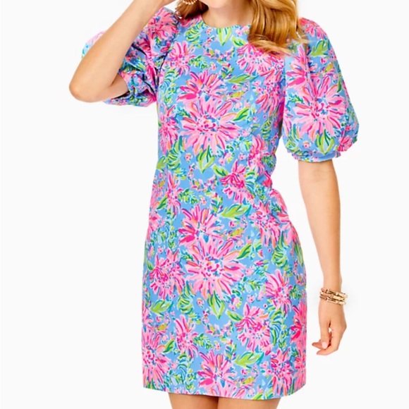 Lilly Pulitzer Dresses & Skirts - Lilly Pulitzer Shift Dress w/ Short Puff Sleeves Size 2
